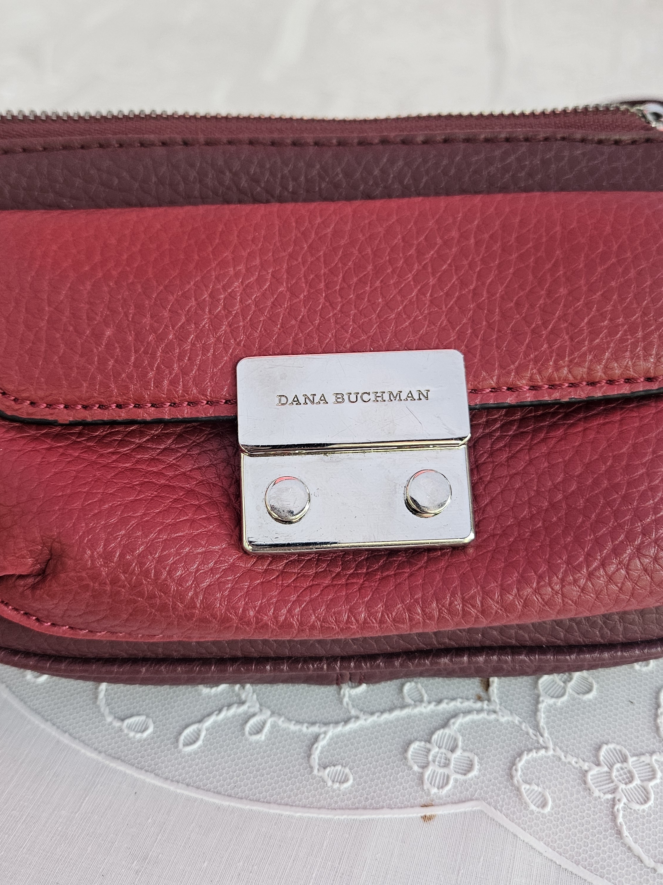 Dana Buchman Red Leather Crossbody Bag